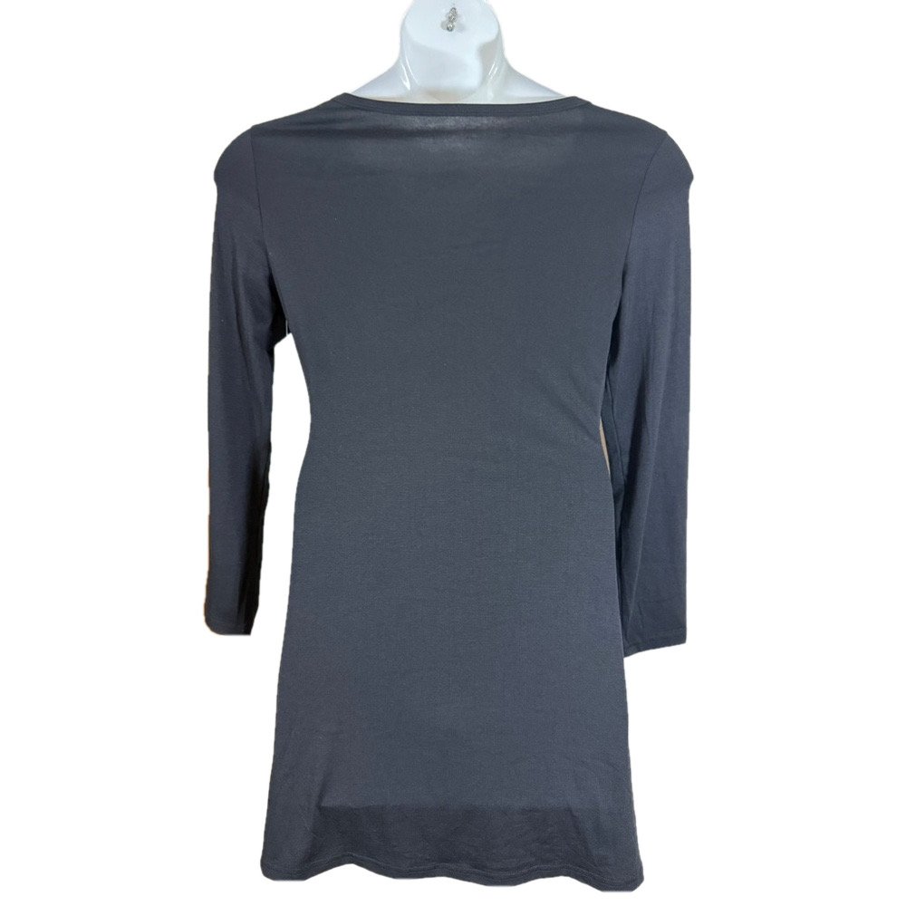 Cupshe Black Long Sleeve Twist Front Crew Neck Mini Dress SKU0108 SKU0109 - Picture 3 of 8